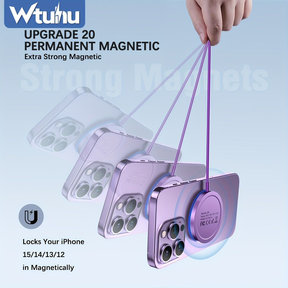 Magnetic Wireless Charger for iPhone 15/14/13/12 Series, AirPods 3/2/Pro - LED Magnet Pad With Dual Charging Ports