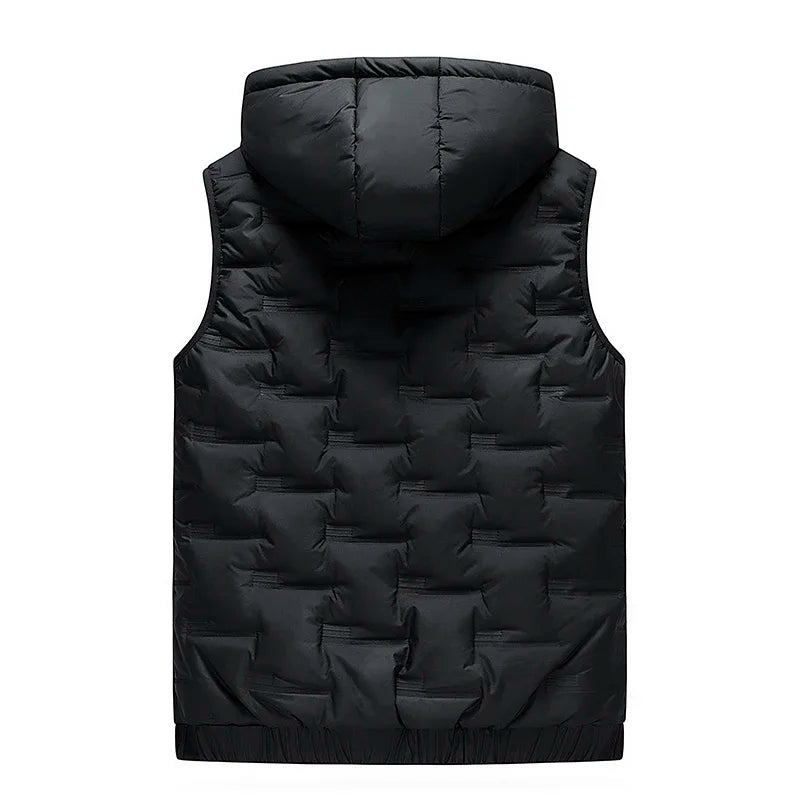 Men's Fall Winter Casual  Trendy Sleeveless Stand Collar multicolor Warm Hooded Vest Best Sellers