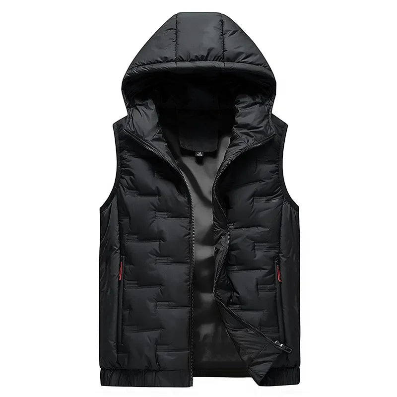 Men's Fall Winter Casual  Trendy Sleeveless Stand Collar multicolor Warm Hooded Vest Best Sellers