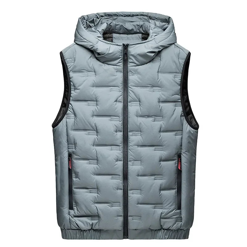 Men's Fall Winter Casual  Trendy Sleeveless Stand Collar multicolor Warm Hooded Vest Best Sellers