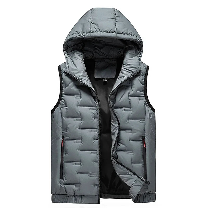 Men's Fall Winter Casual  Trendy Sleeveless Stand Collar multicolor Warm Hooded Vest Best Sellers