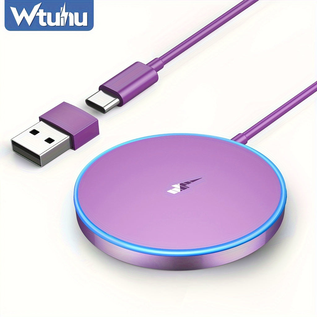 Magnetic Wireless Charger for iPhone 15/14/13/12 Series, AirPods 3/2/Pro - LED Magnet Pad With Dual Charging Ports