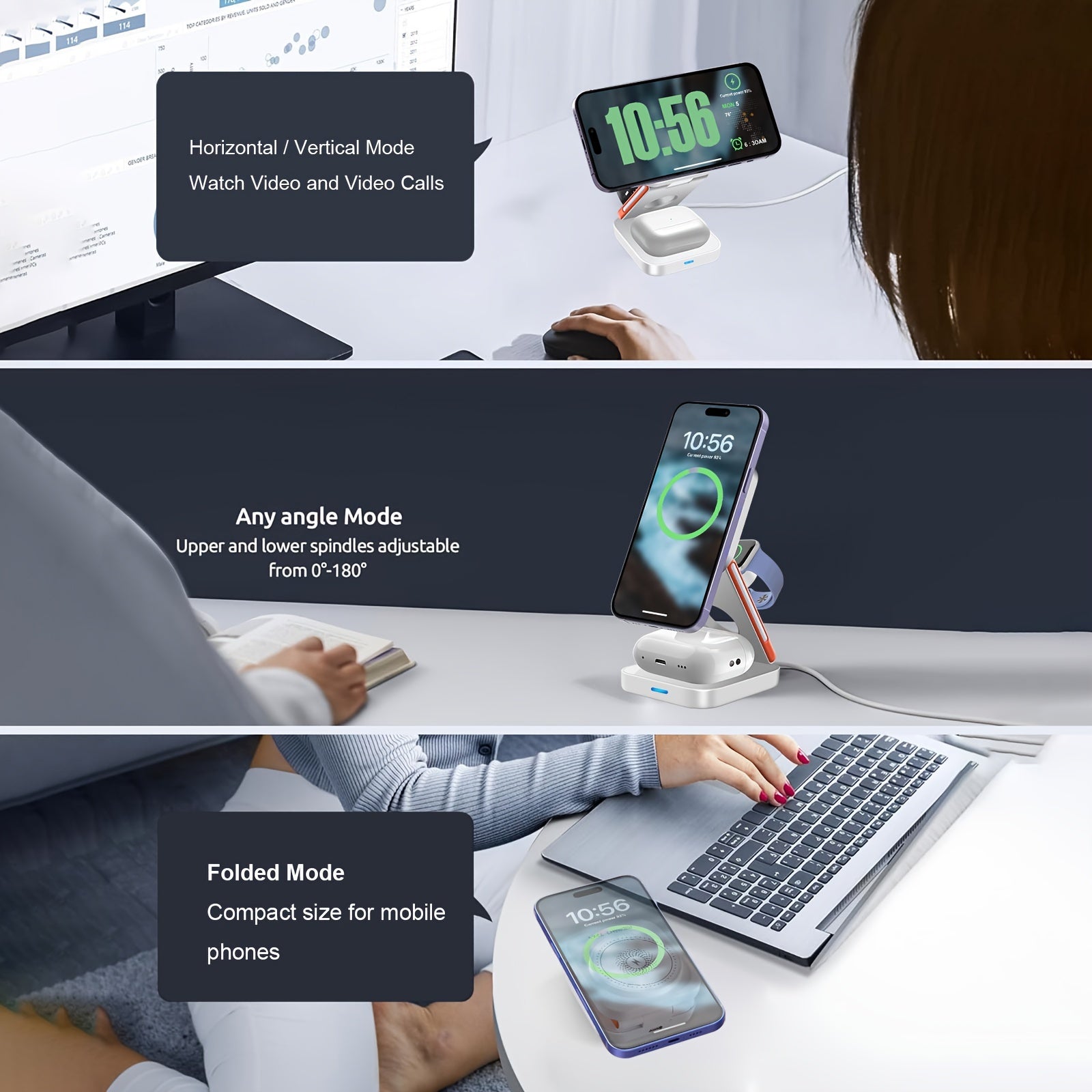 3 In 1 Magnetic Wireless Charger Stand 15W Fast Charger Dock For IPhone 15/15 Pro/15 Plus/15 Pro Max/14/13/12 Series Multiple Devices Foldable Magnetic Wireless Charging Station/Pad For IWatch Ultra/Ultra 2/SE/9/8/7/6/5/4/3/2