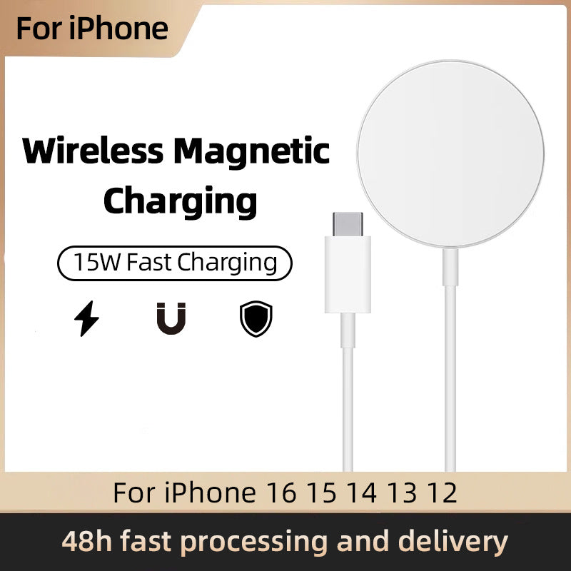 1pc PD 15W Magnetic Wireless Charger, USB-C Fast Charging Dock Station, 36V Max Power, No Battery, 30-50W Output, for iPhone 16 15 14 13 12 11 Pro Max X 8 Plus, with Quick Delivery