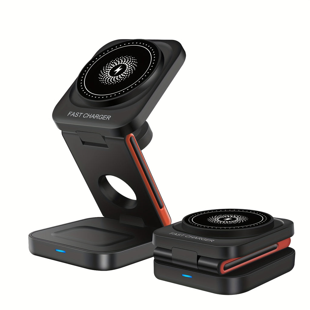 3 In 1 Magnetic Wireless Charger Stand 15W Fast Charger Dock For IPhone 15/15 Pro/15 Plus/15 Pro Max/14/13/12 Series Multiple Devices Foldable Magnetic Wireless Charging Station/Pad For IWatch Ultra/Ultra 2/SE/9/8/7/6/5/4/3/2